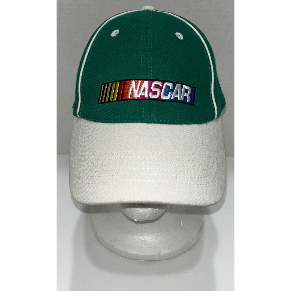 NASCAR Green Baseball Hat Embroidered Rainbow Logo Adjustable Hook Loop Cap‎